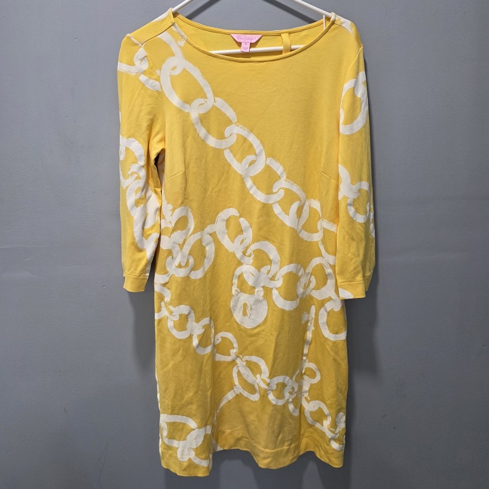Lilly Pulitzer Starburst Yellow Jonah Dress Ball and Chain Size M Womens